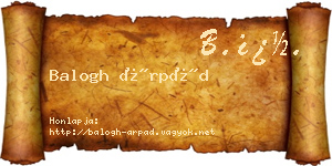 Balogh Árpád névjegykártya