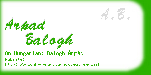 arpad balogh business card